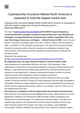 Cybersecurity Insurance Market [2022-2025] US is expected largest market size