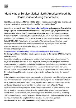 Identity as a Service Market [2022–2024] North America to lead the IDaaS market
