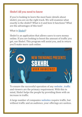 Sbxhrl All you need to know