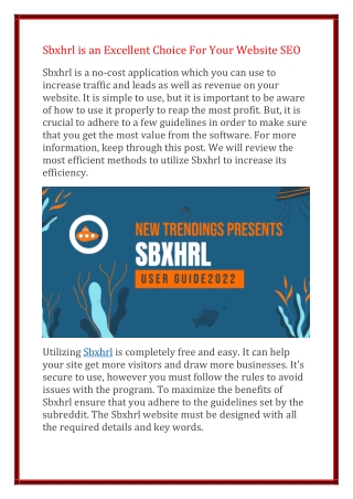 Sbxhrl is an Excellent Choice For Your Website SEO