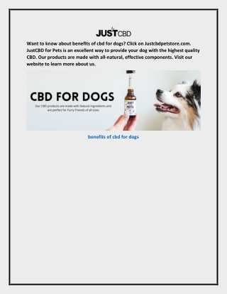 Benefits Of Cbd For Dogs Justcbdpetstore.com