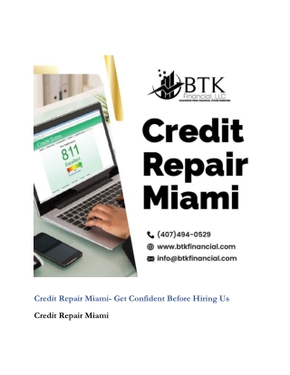 Credit Repair Miami- Get Confident Before Hiring Us