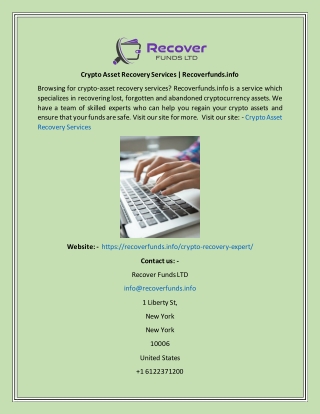 Crypto Asset Recovery Services  Recoverfunds.info