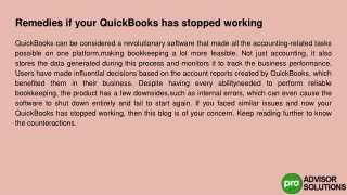 3 Effective Remedies If Your QuickBooks Has Stopped Working