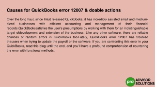 How to Resolve the Causes of QuickBooks Error 12007 and Actions to Take?