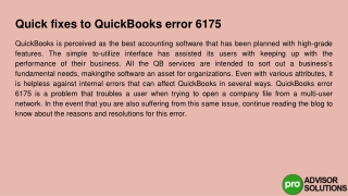 Some Simple and Effective Method Fixes QuickBooks Error 6175