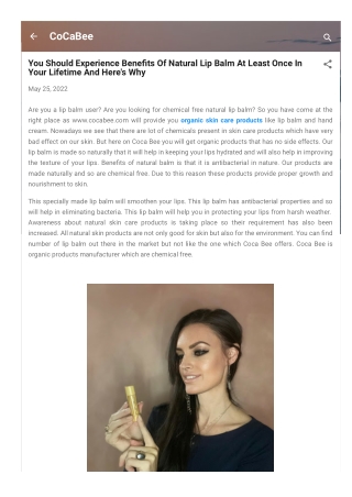 You Should Experience Benefits Of Natural Lip Balm At Least Once In Your Lifetime And Here's Why