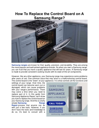 How To Replace the Control Board on A Samsung Range