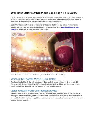 Why is the Qatar Football World Cup being held in Qatar