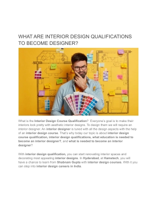 What Is Needed To Become An Interior Designer? - Hamstech