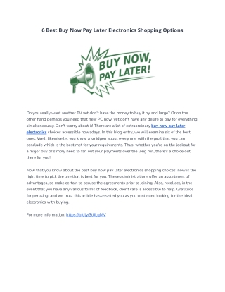 6 Best Buy Now Pay Later Electronics Shopping Options