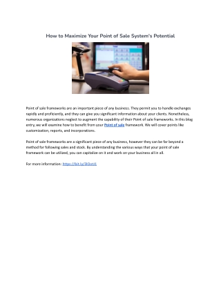 How to Maximize Your Point of Sale System's Potential