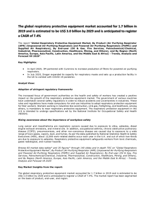 The global respiratory protective equipment