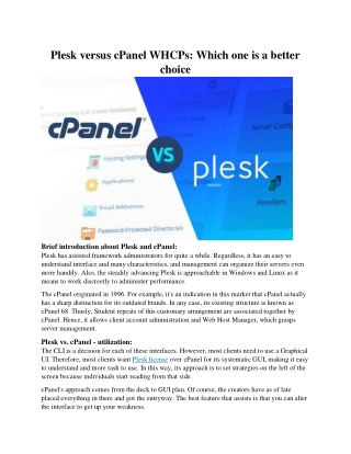 Plesk versus cPanel WHCPs Which one is a better choice