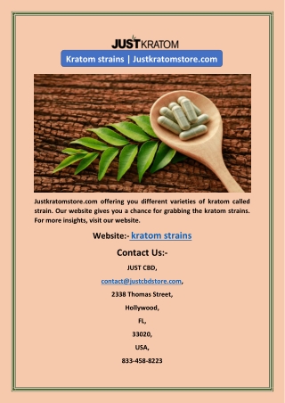 Kratom strains | Justkratomstore.com