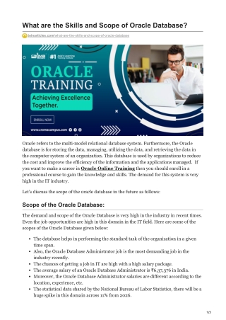 What are the Skills and Scope of Oracle Database