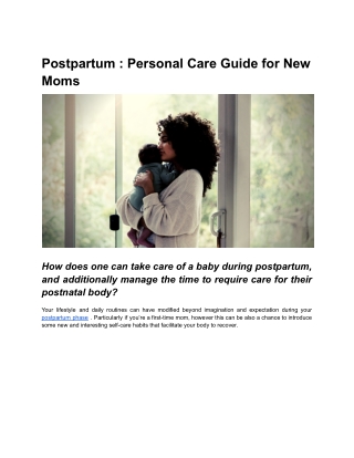 Postpartum Personal Care Guide for New Moms