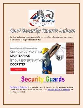 Best Security Guards Lahore