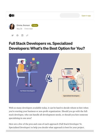 Full Stack Developers vs. Specialized Developers - What’s the Best Option for You