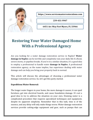 Water Damage Restoration Naples, FL | ServiceMaster Restorations