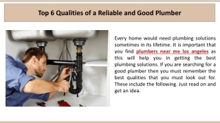 Top 6 Qualities of a Reliable and Good Plumber