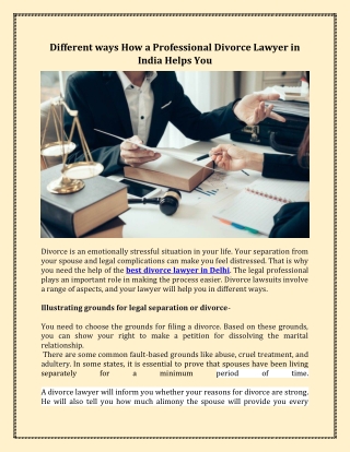 Different ways How a Professional Divorce Lawyer in India Helps You