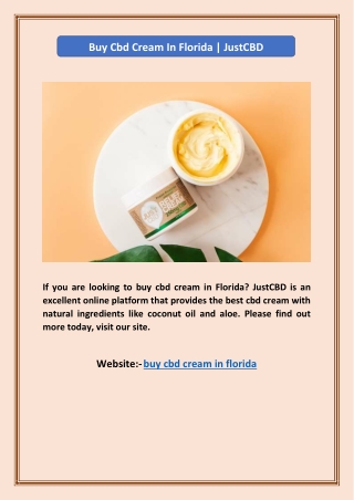 Buy Cbd Cream In Florida | JustCBD