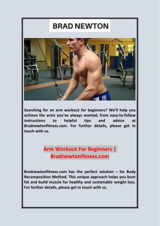 Arm Workout For Beginners | Bradnewtonfitness.com