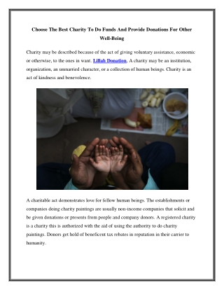 Choose The Best Charity To Do Funds And Provide Donations For Other Well-Being