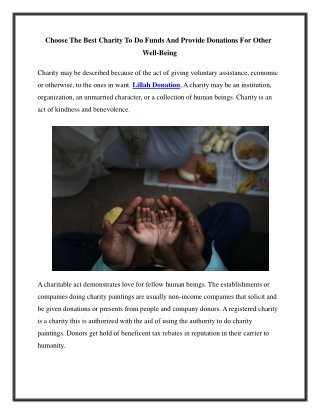 Choose The Best Charity To Do Funds And Provide Donations For Other Well-Being