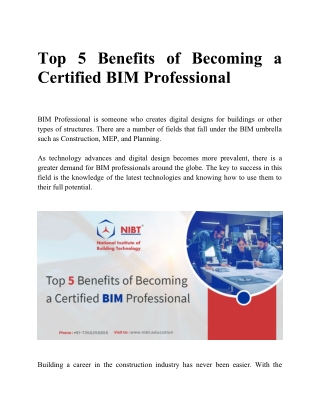 Top 5 Benefits of Becoming a Certified BIM Professional