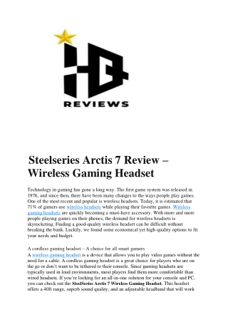 Steelseries Arctis 7 Review – Wireless Gaming Headset