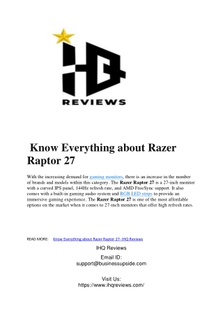 Know Everything about Razer Raptor 27