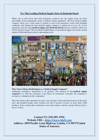 Best Medical Supply Store In Redondo Beach