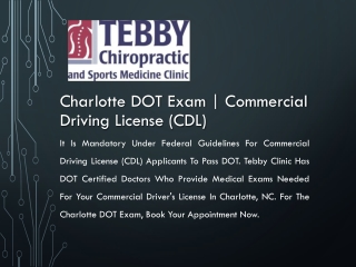 Charlotte DOT Exam | Commercial Driving License (CDL)