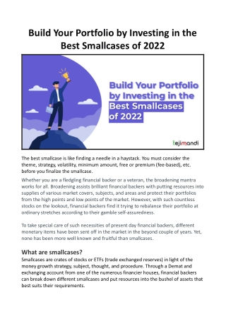 Build Your Portfolio by Investing in the Best Smallcases of 2022