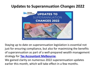 Updates to Superannuation Changes 2022