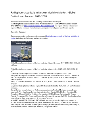 Radiopharmaceuticals in Nuclear Medicine Market - Global Outlook and Forecast 2022-2028-converted (1)