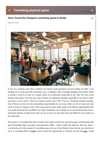 How I found the Cheapest coworking space in Noida