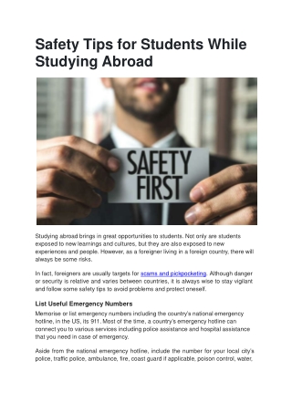 Safety Tips for Students While Studying Abroad