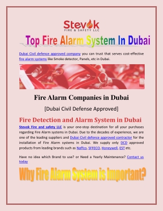 Top Fire Alarm System In Dubai