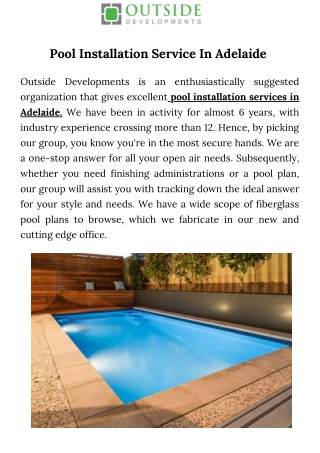 Pool Installation Adelaide