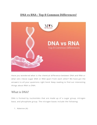 DNA vs RNA  Top 8 Common Differences!