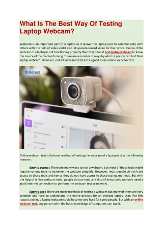 What Is The Best Way Of Testing Laptop Webcam