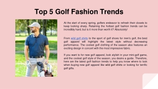 Top 5 Golf Fashion Trends