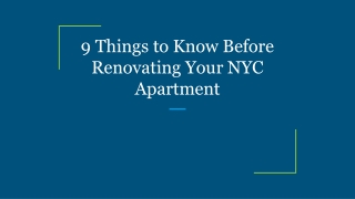 9 Things to Know Before Renovating Your NYC Apartment