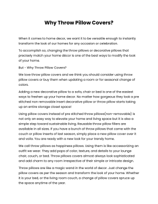 Why Throw Pillow Covers?