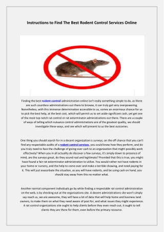 Instructions to Find The Best Rodent Control Service Online
