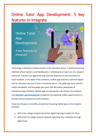 Online Tutor App Development 5 key features to integrate