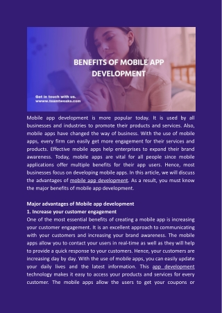 Benefits of Mobile App Development